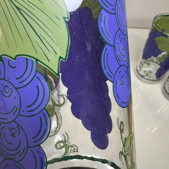 Precisioncraft Canada Vintage Juice Jug Set w/ 6 Cups Hard Plastic Grapes Patio - Picture 16 of 16